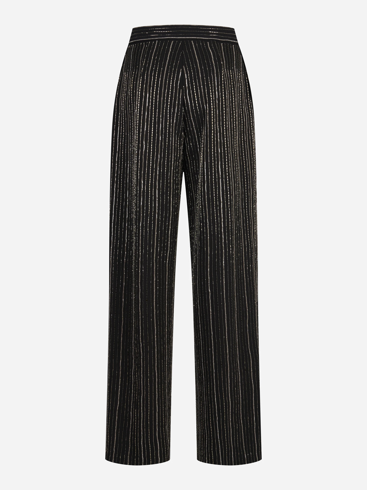 Pantalone cropped gessato con strass nero - dettaglio del prodotto