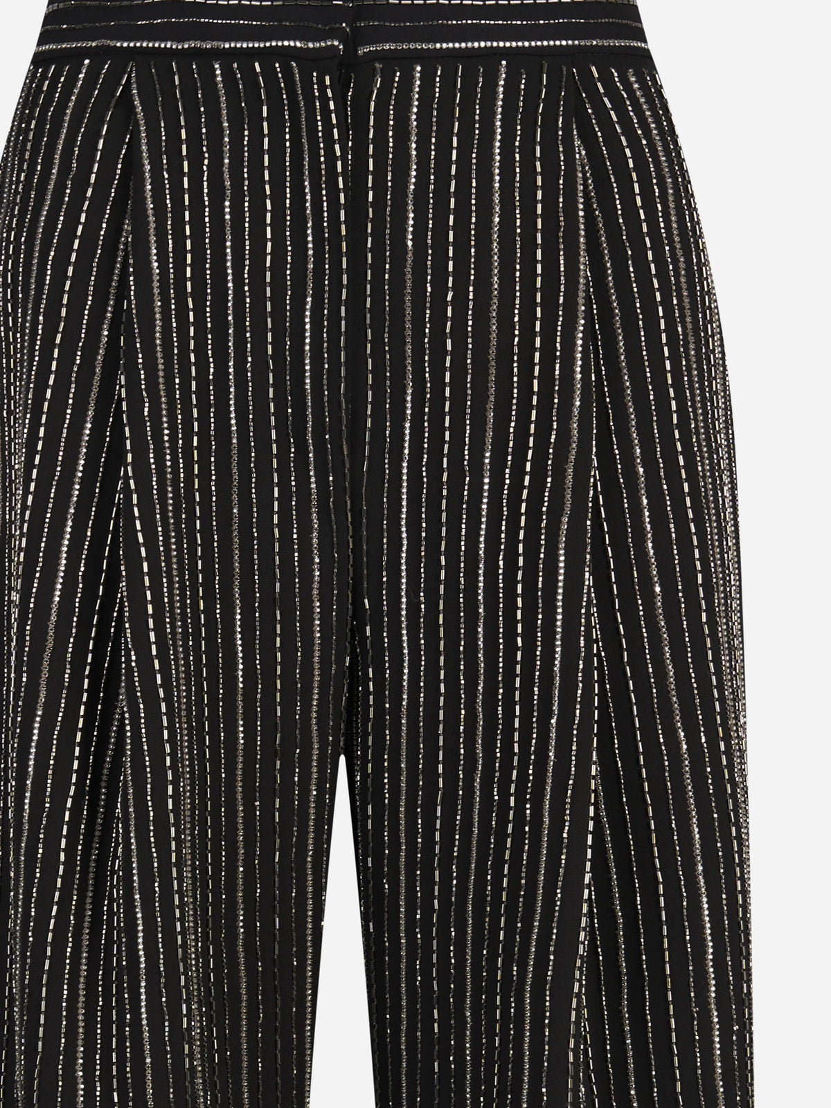 Pantalone cropped gessato con strass nero - vista posteriore