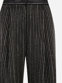 Pantalone cropped gessato con strass nero - vista posteriore