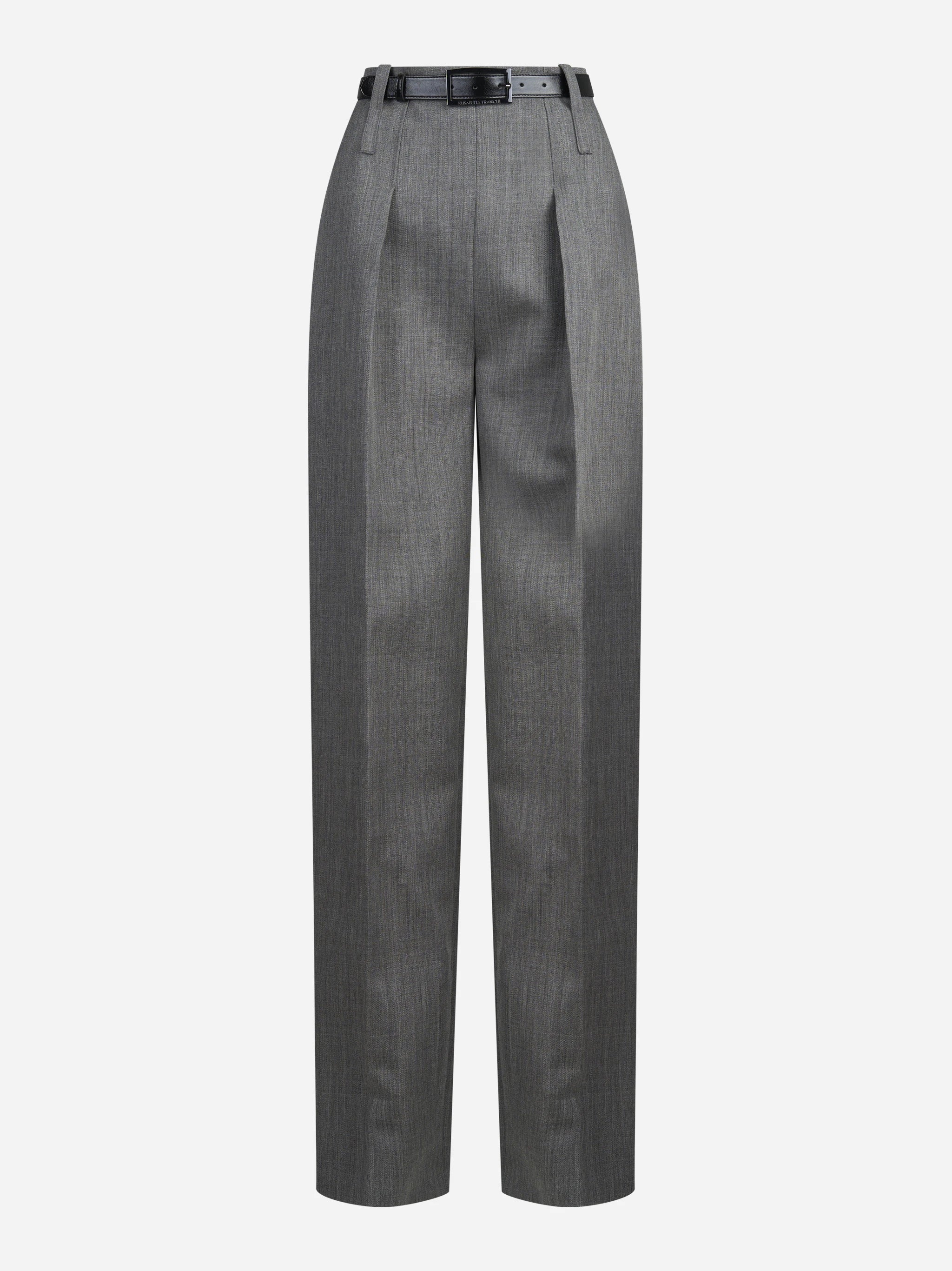 Pantaloni in lana vergine con cintura - vista frontale