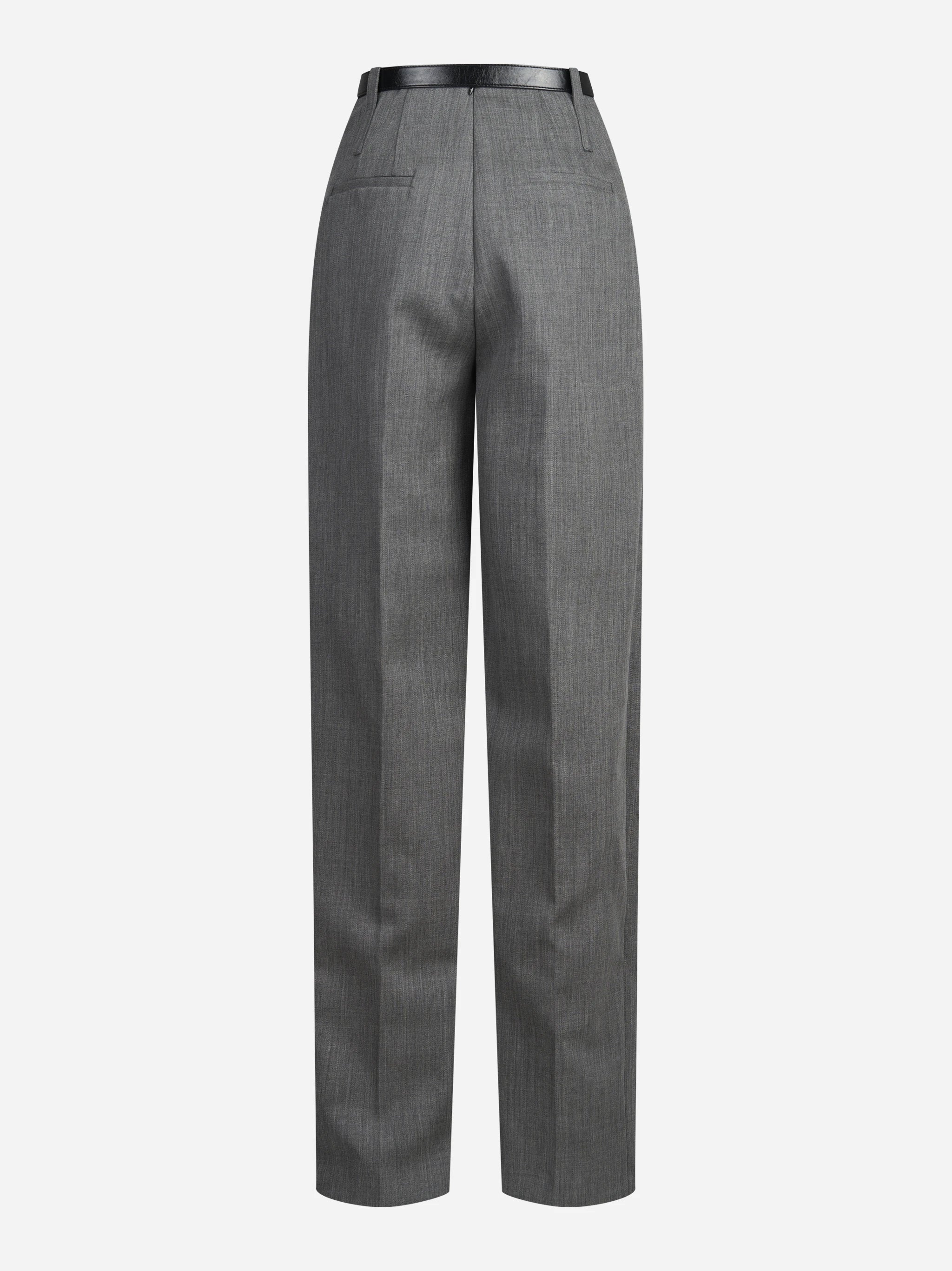Pantaloni in lana vergine con cintura - vista posteriore