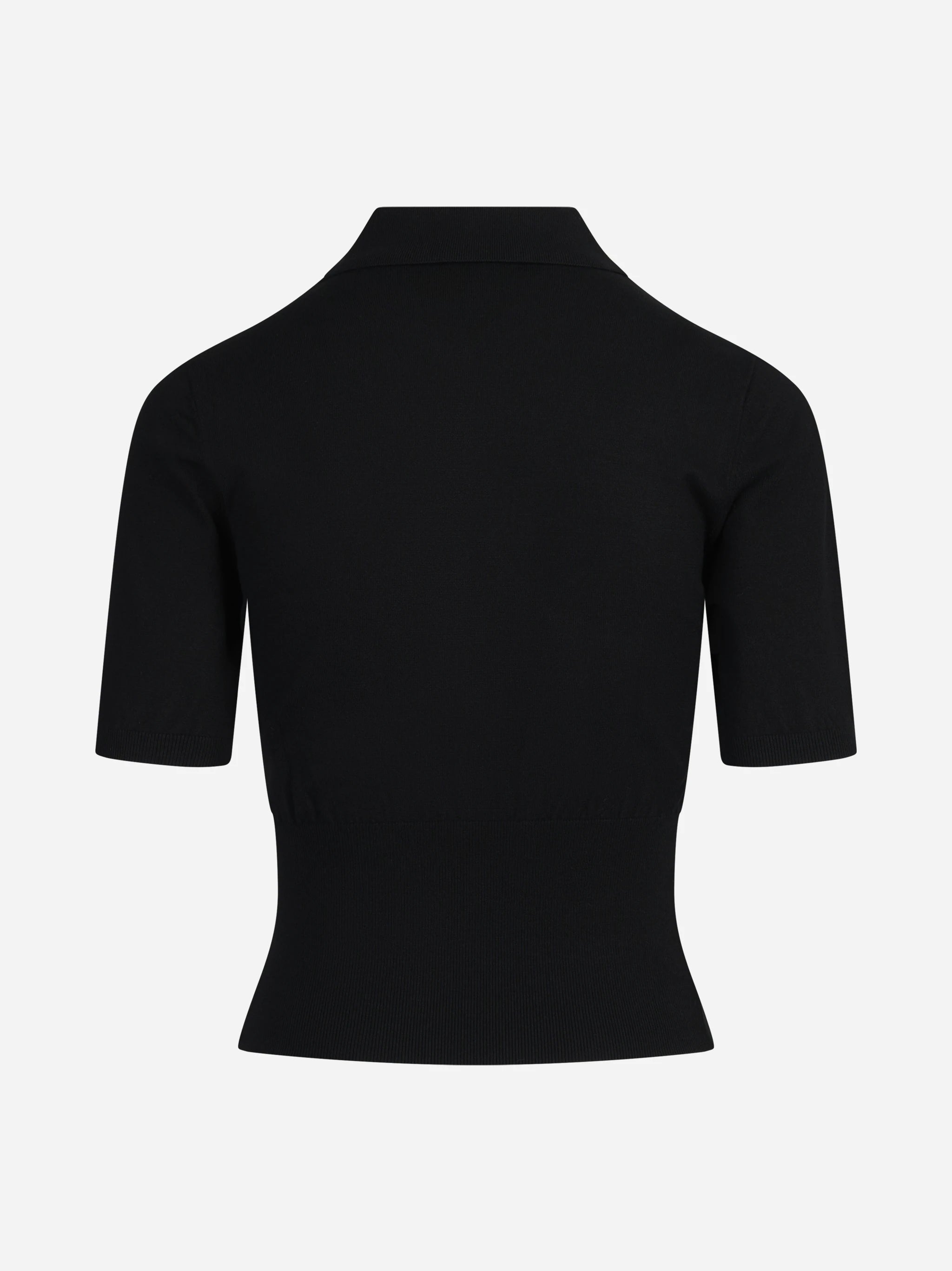 Polo aderente in maglia nera - vista posteriore