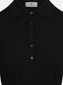 Polo aderente in maglia nera - dettaglio prodotto