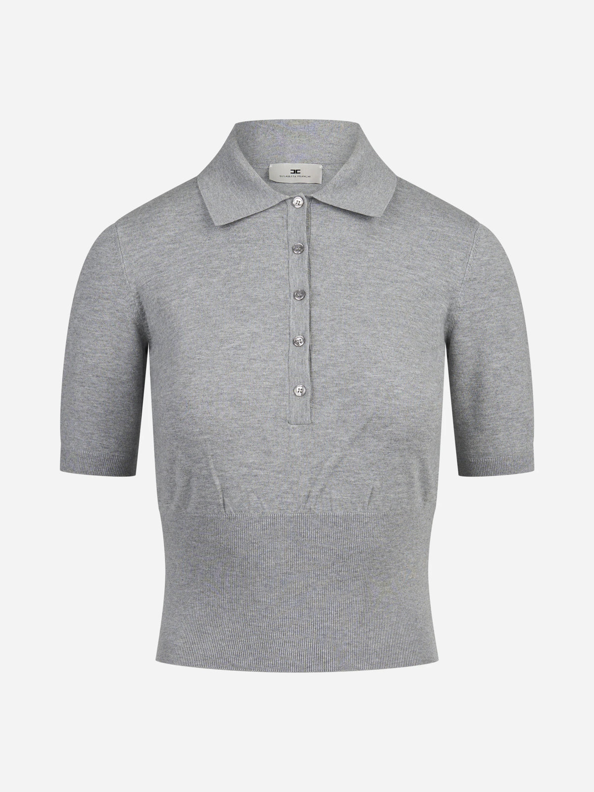 Polo in maglia di viscosa grigia - vista frontale