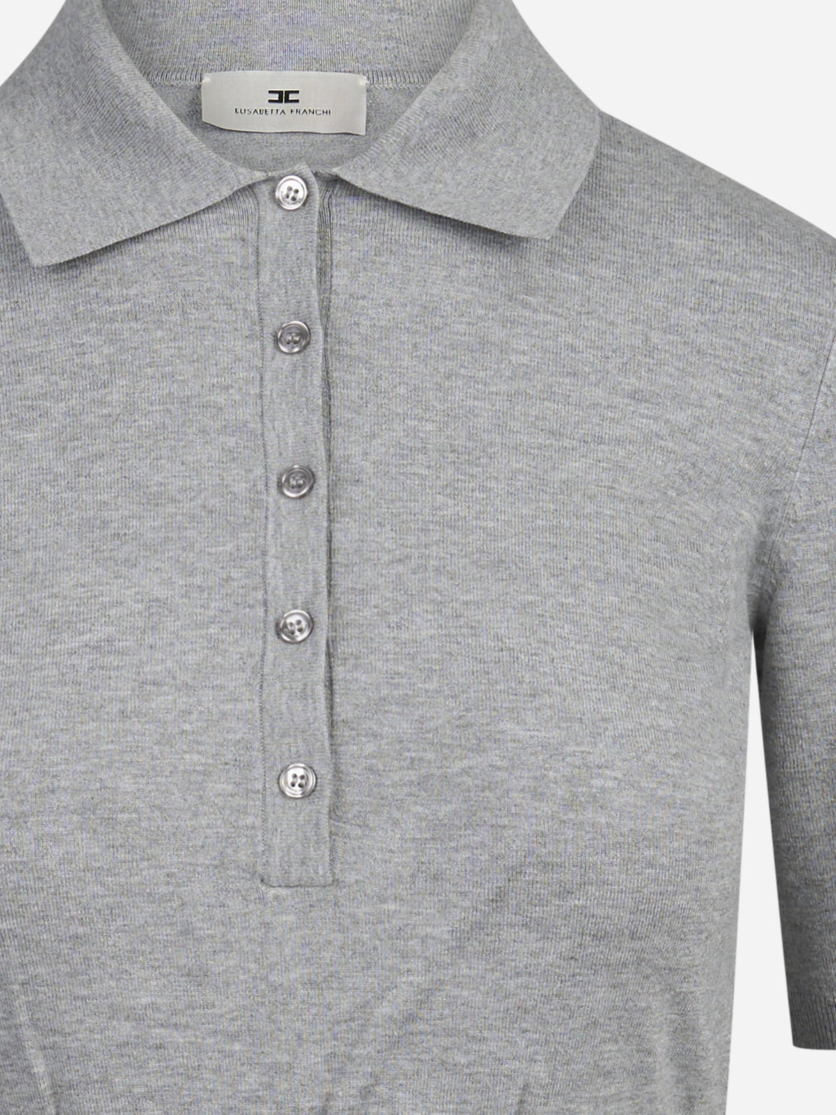 Polo in maglia di viscosa grigia - dettaglio del prodotto