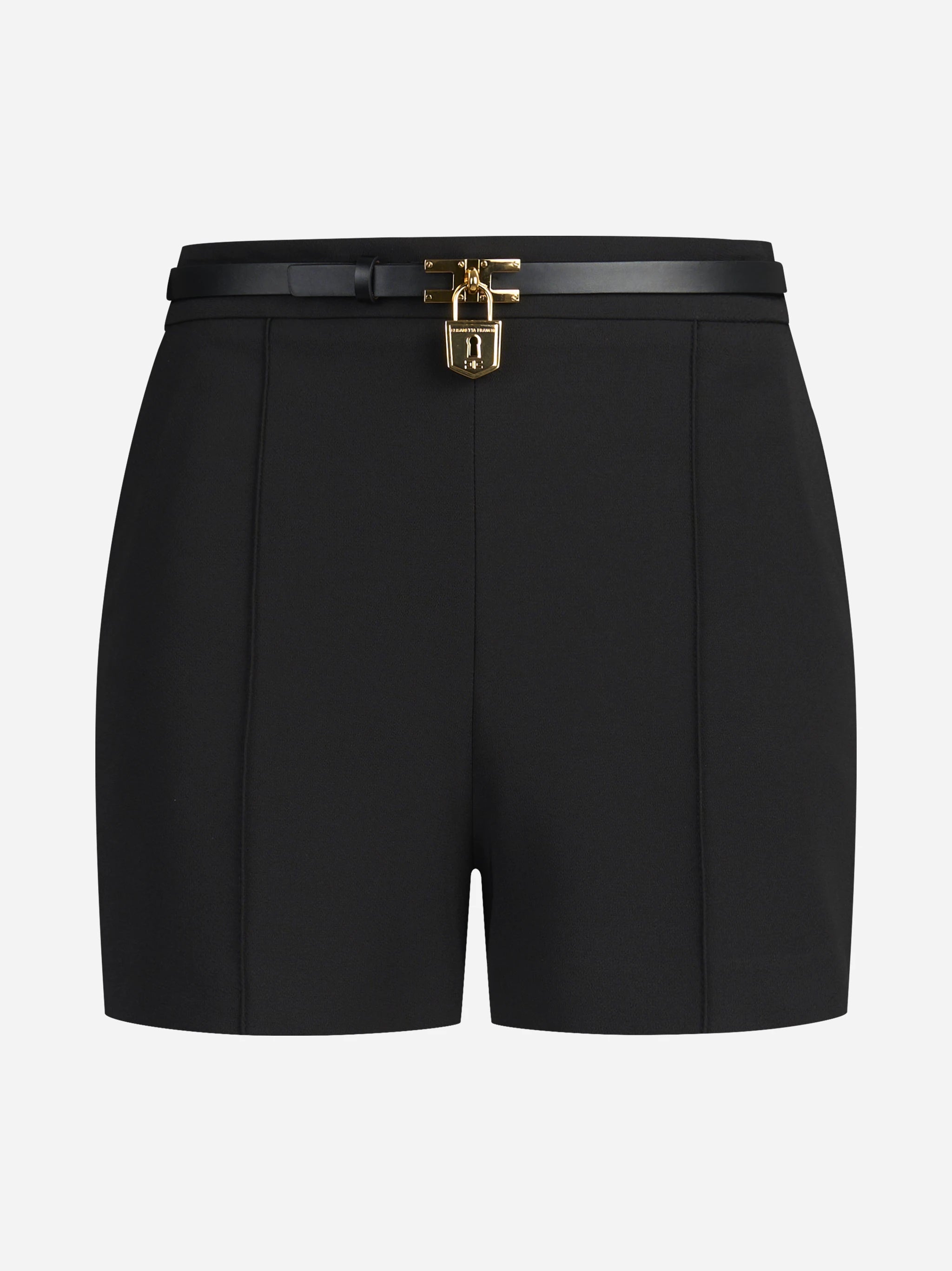 Shorts in crêpe leggero con cintura neri - vista frontale