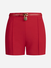 Shorts in crêpe leggero con cintura rossi - vista frontale