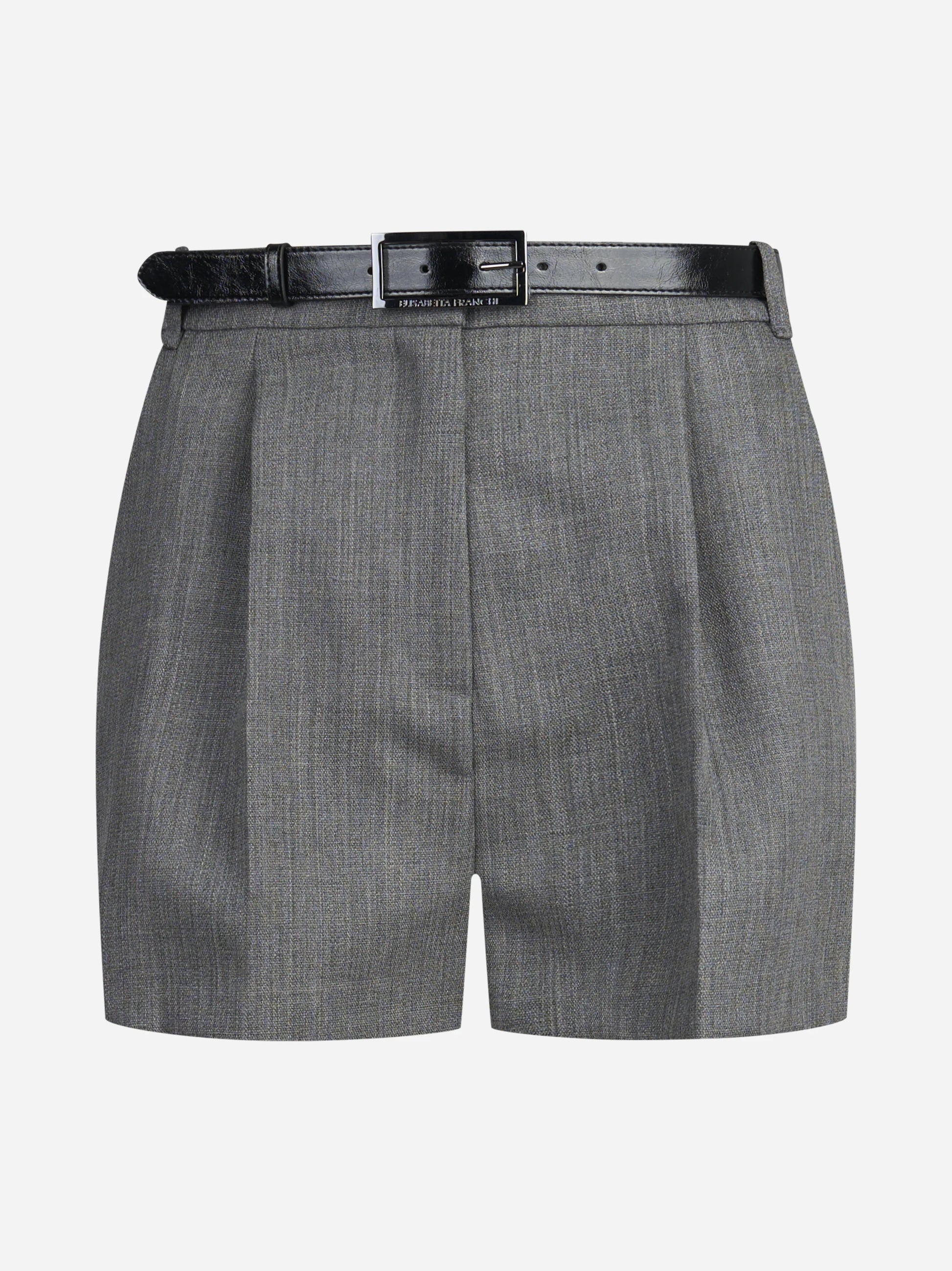Shorts in lana vergine con cintura - vista frontale