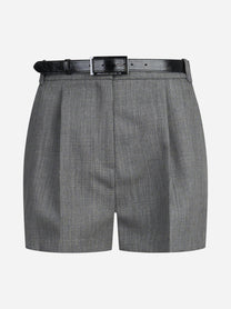 Shorts in lana vergine con cintura - vista frontale