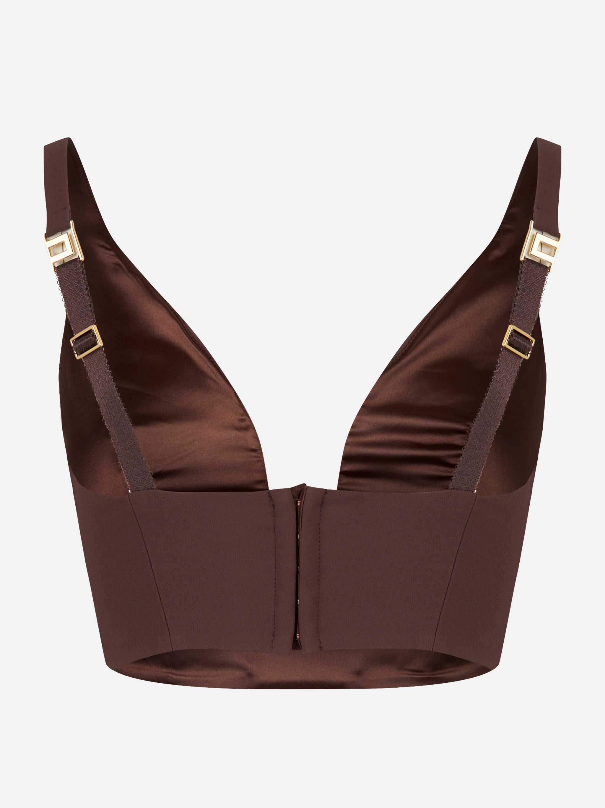 Top in crepe marrone con spalline regolabili Elisabetta Franchi - vista posteriore