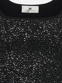 Top corto in maglia con paillettes nero - dettaglio prodotto