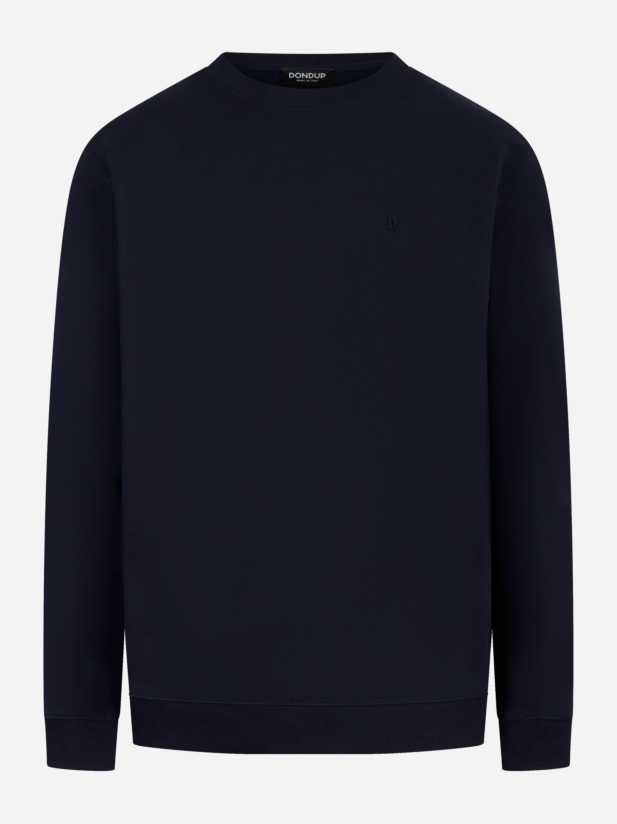 Felpa girocollo in cotone blu navy DONDUP fronte