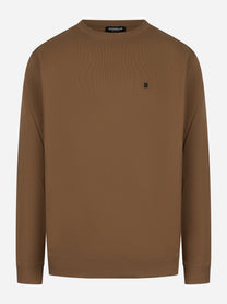 Felpa girocollo in cotone color fango Dondup - fronte