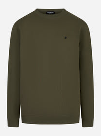 Felpa girocollo in cotone verde Dondup vista frontale