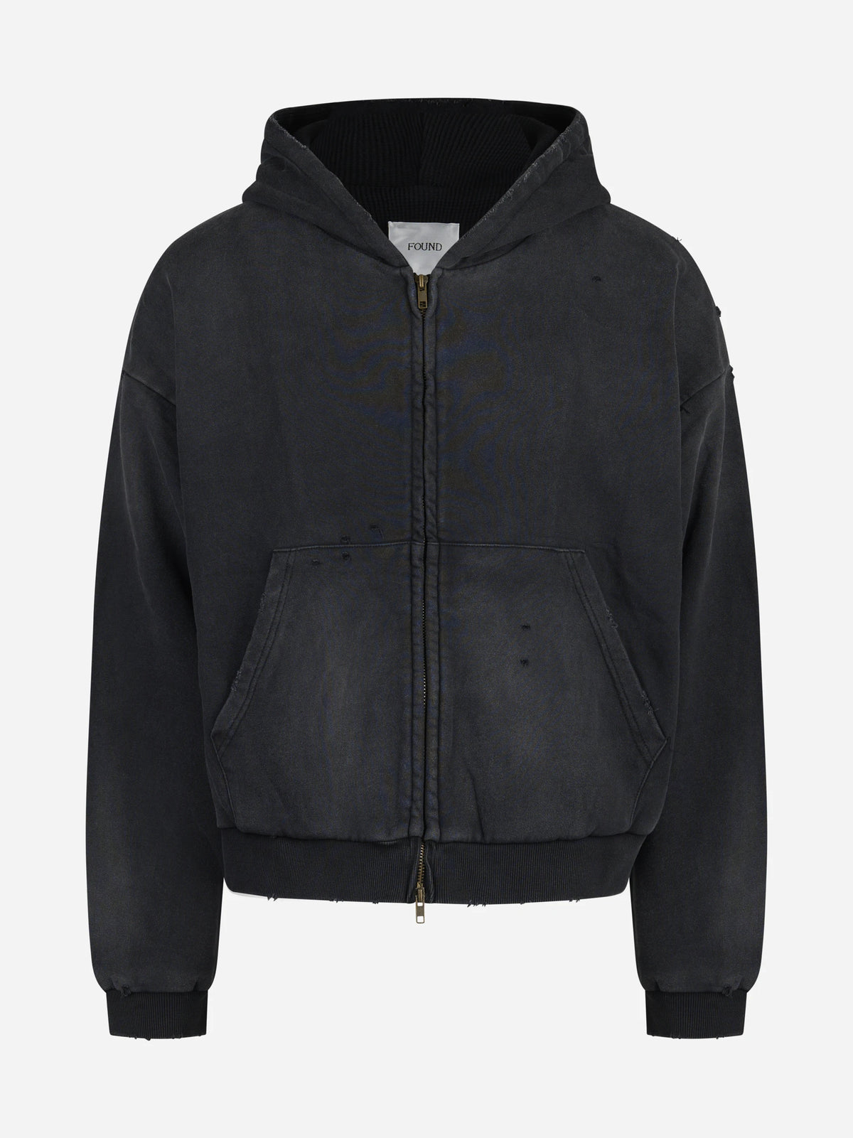 Felpa zip-up Distressed nera - vista frontale
