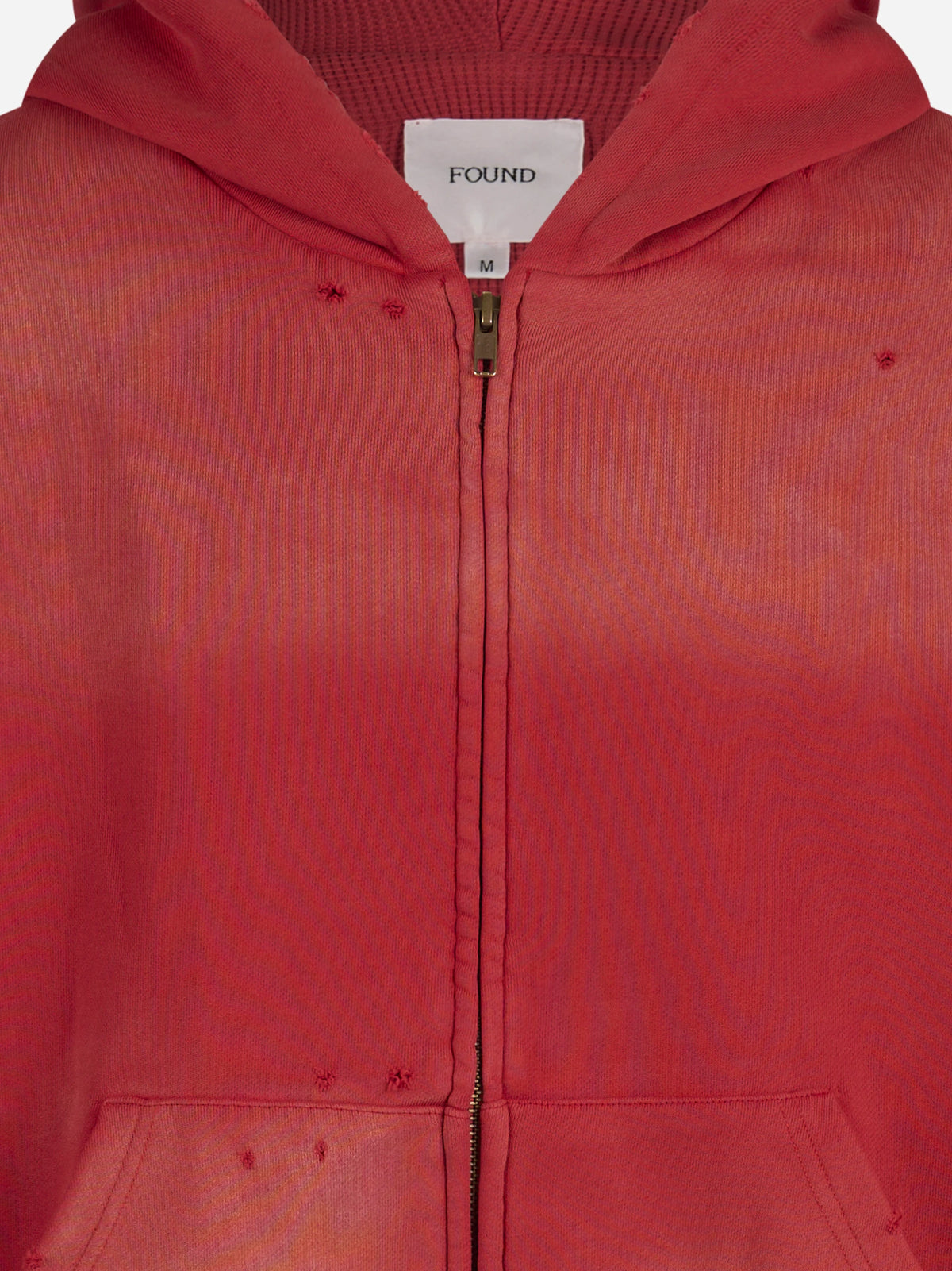 Felpa zip-up Distressed rossa - dettaglio del capo