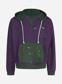 Felpa Two Tone Painter verde e viola - vista frontale