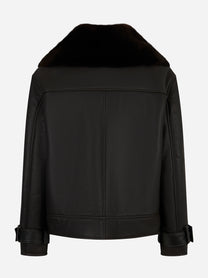 Retro del giaccone in pelle di agnello nero Dondup con dettagli sartoriali