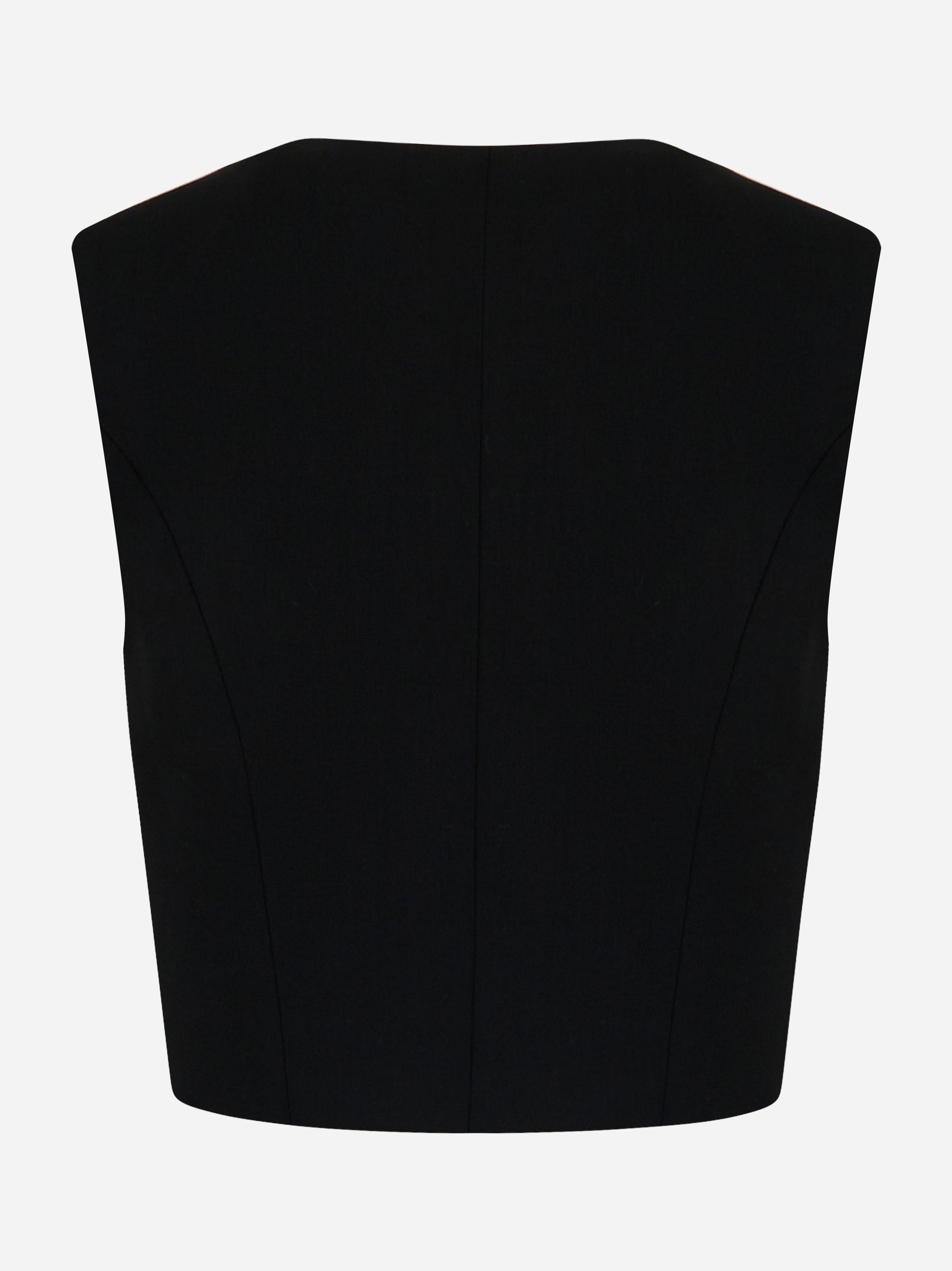 Gilet nero in crepe con rever in raso e dettaglio sartoriale Elisabetta Franchi - retro