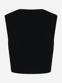 Gilet nero in crepe con rever in raso e dettaglio sartoriale Elisabetta Franchi - retro