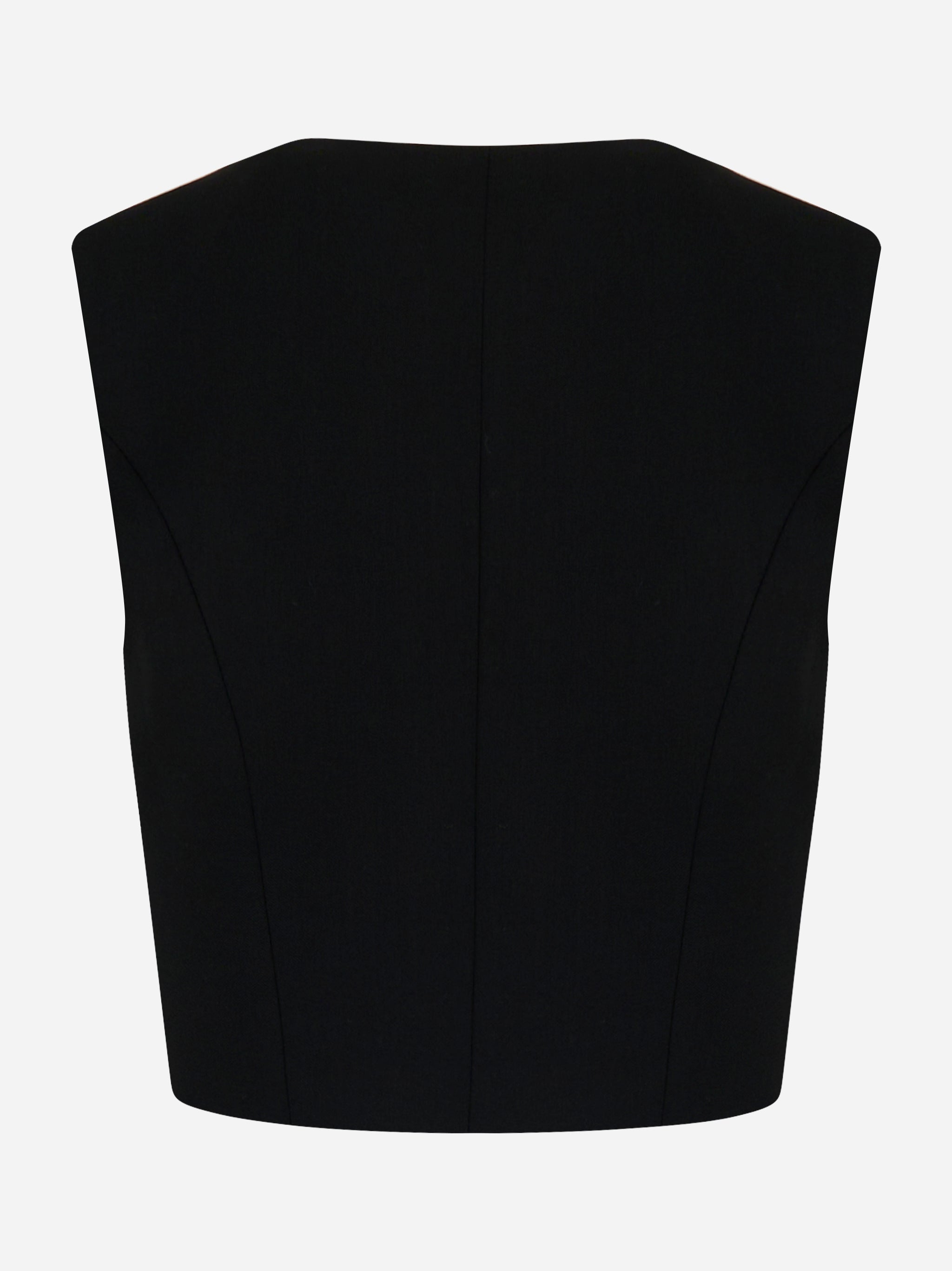 Gilet nero in crepe con rever in raso e dettaglio sartoriale Elisabetta Franchi - retro