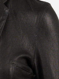 Blazer in pelle nera elasticizzata Giorgio Brato, dettaglio