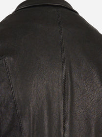 Blazer in pelle nera elasticizzata Giorgio Brato, dettaglio