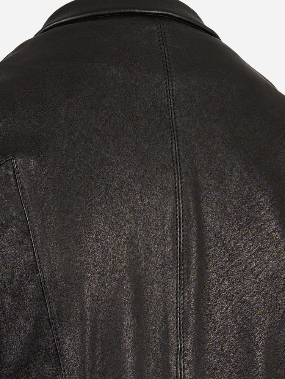 Blazer in pelle nera elasticizzata Giorgio Brato, dettaglio