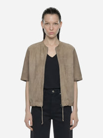 Giacca in suede manica corta