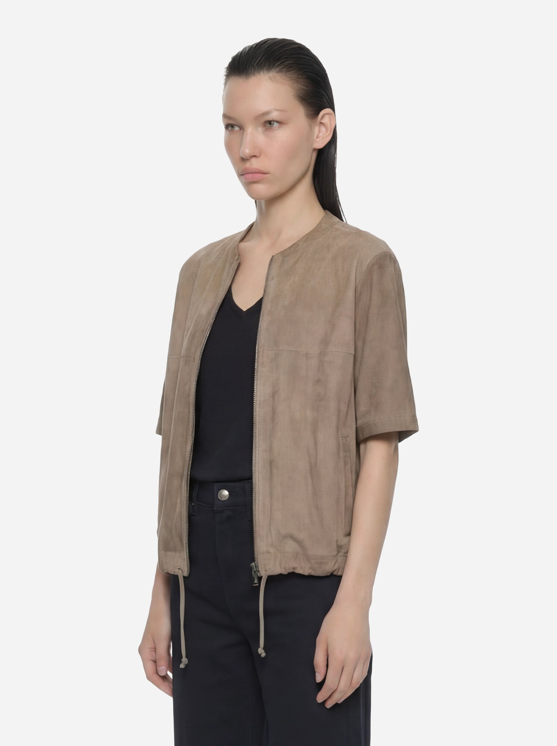 Giacca in suede manica corta