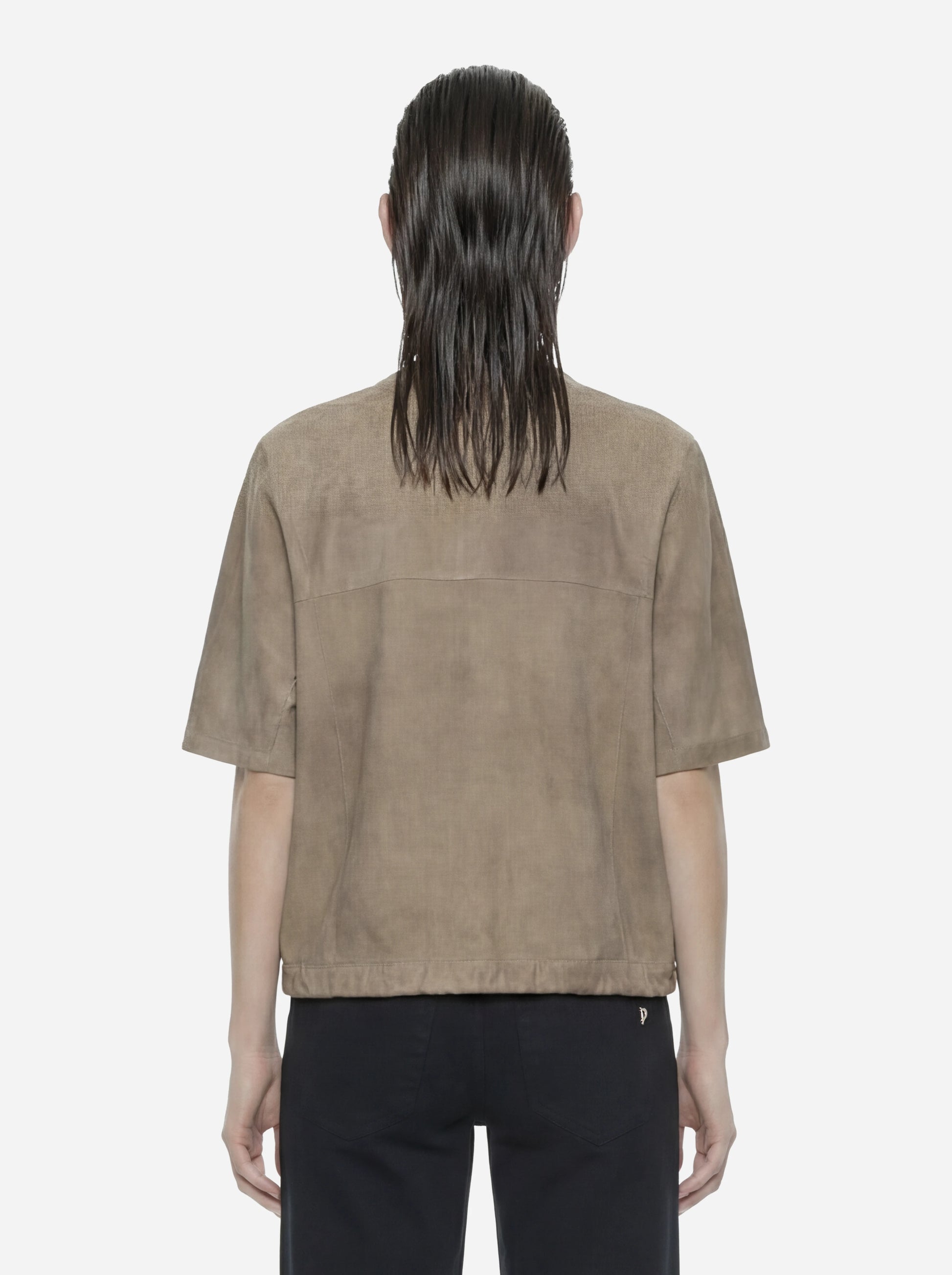 Giacca in suede manica corta