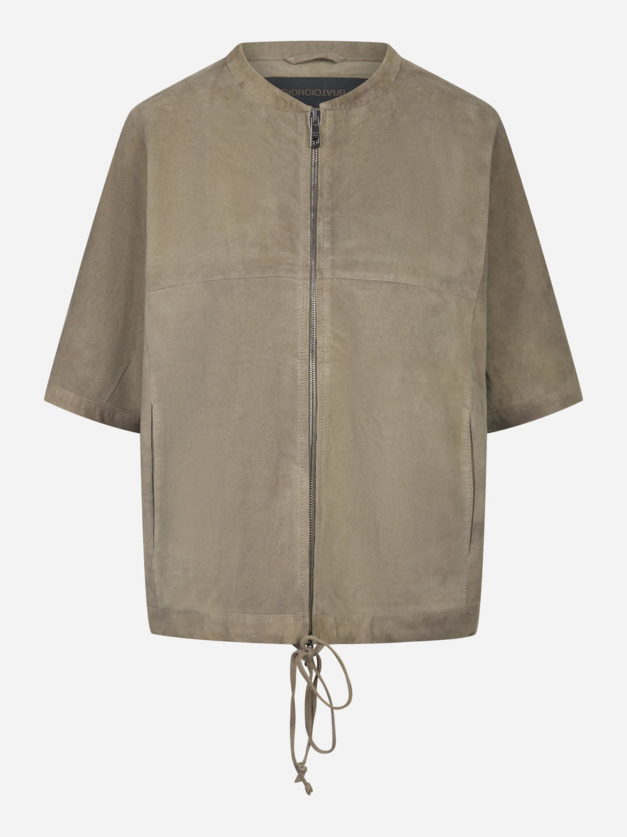 Giacca in suede manica corta