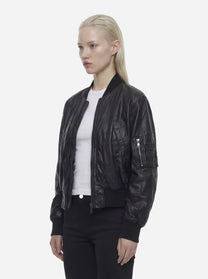 Bomber in pelle nero