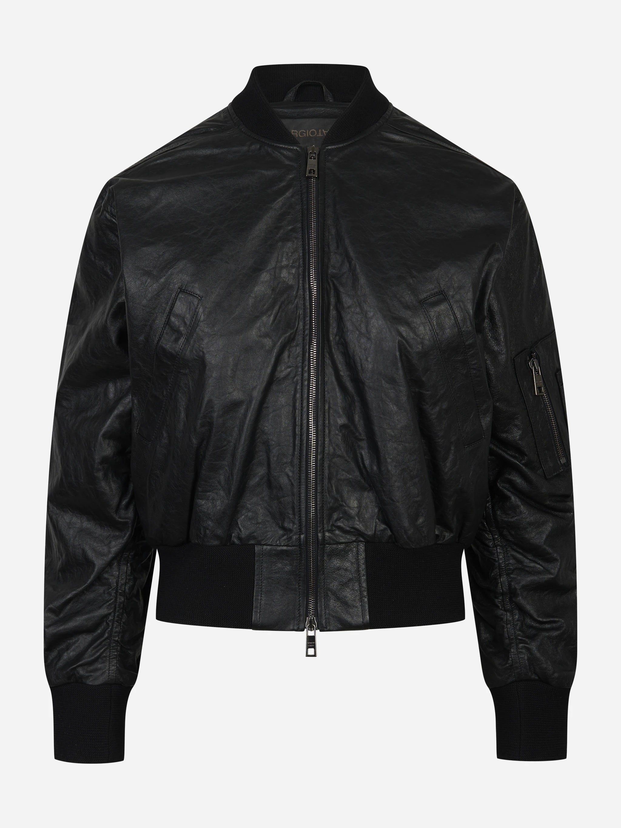 Bomber in pelle nero