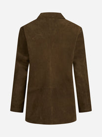 Blazer in pelle scamosciata avana - dettaglio del prodotto