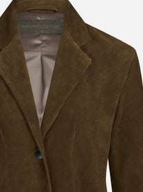 Blazer in pelle scamosciata avana - vista posteriore