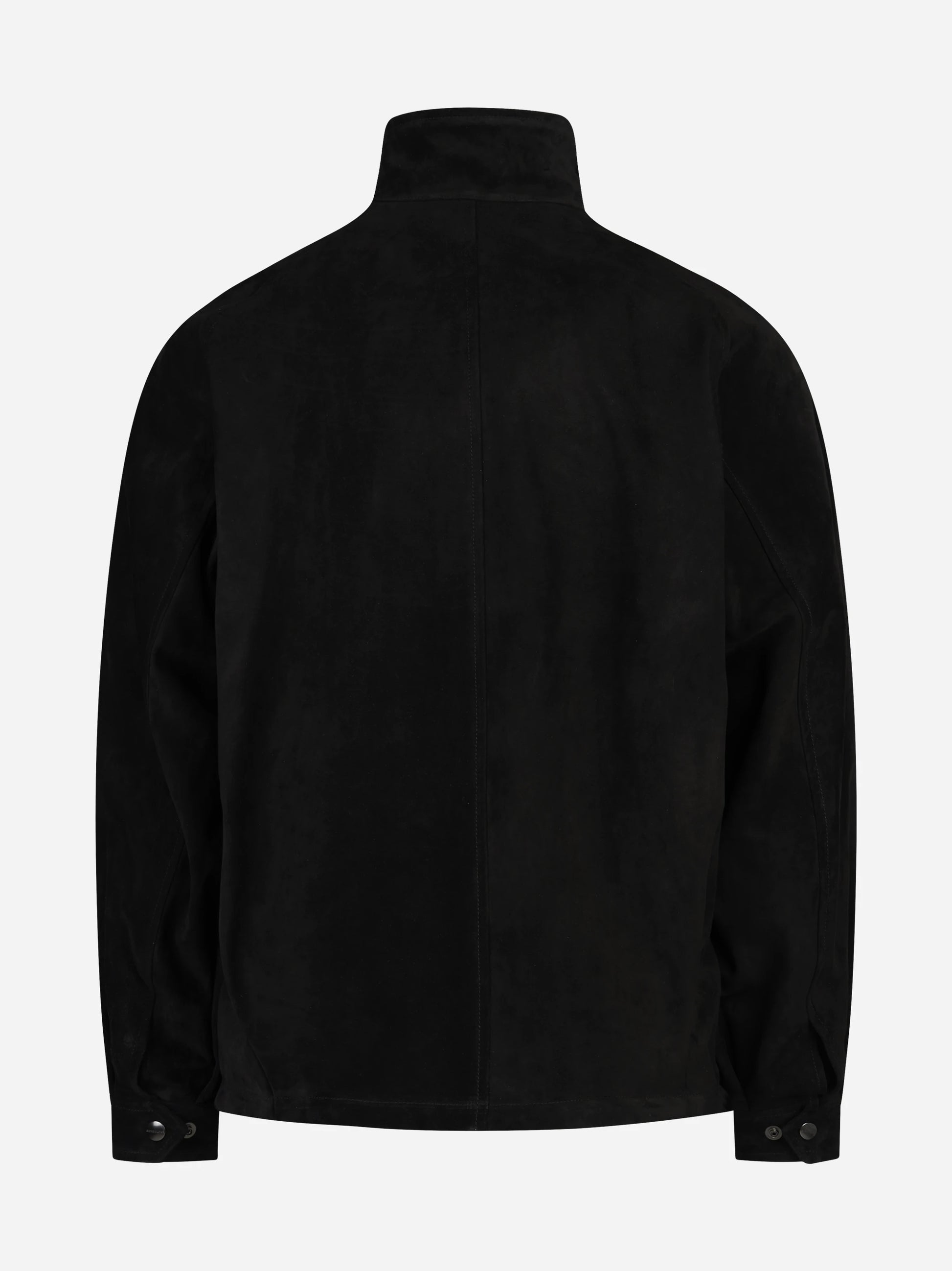 Giacca oversize in pelle scamosciata nera - vista posteriore