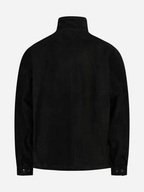 Giacca oversize in pelle scamosciata nera - vista posteriore