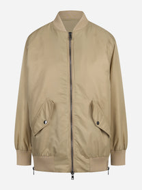 Bomber oversize tecnico beige con interno removibile - vista frontale