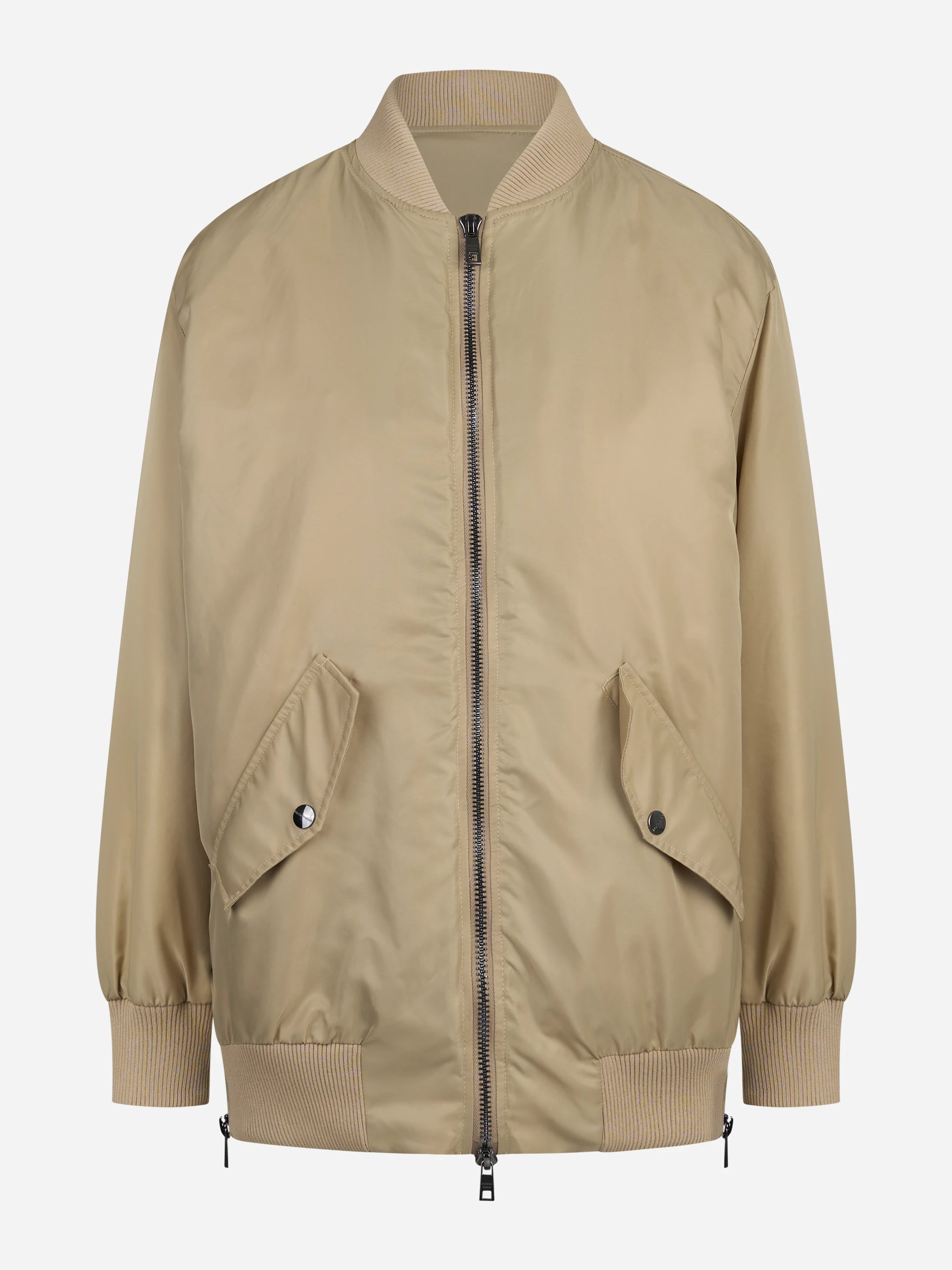 Bomber oversize tecnico beige con interno removibile - vista frontale