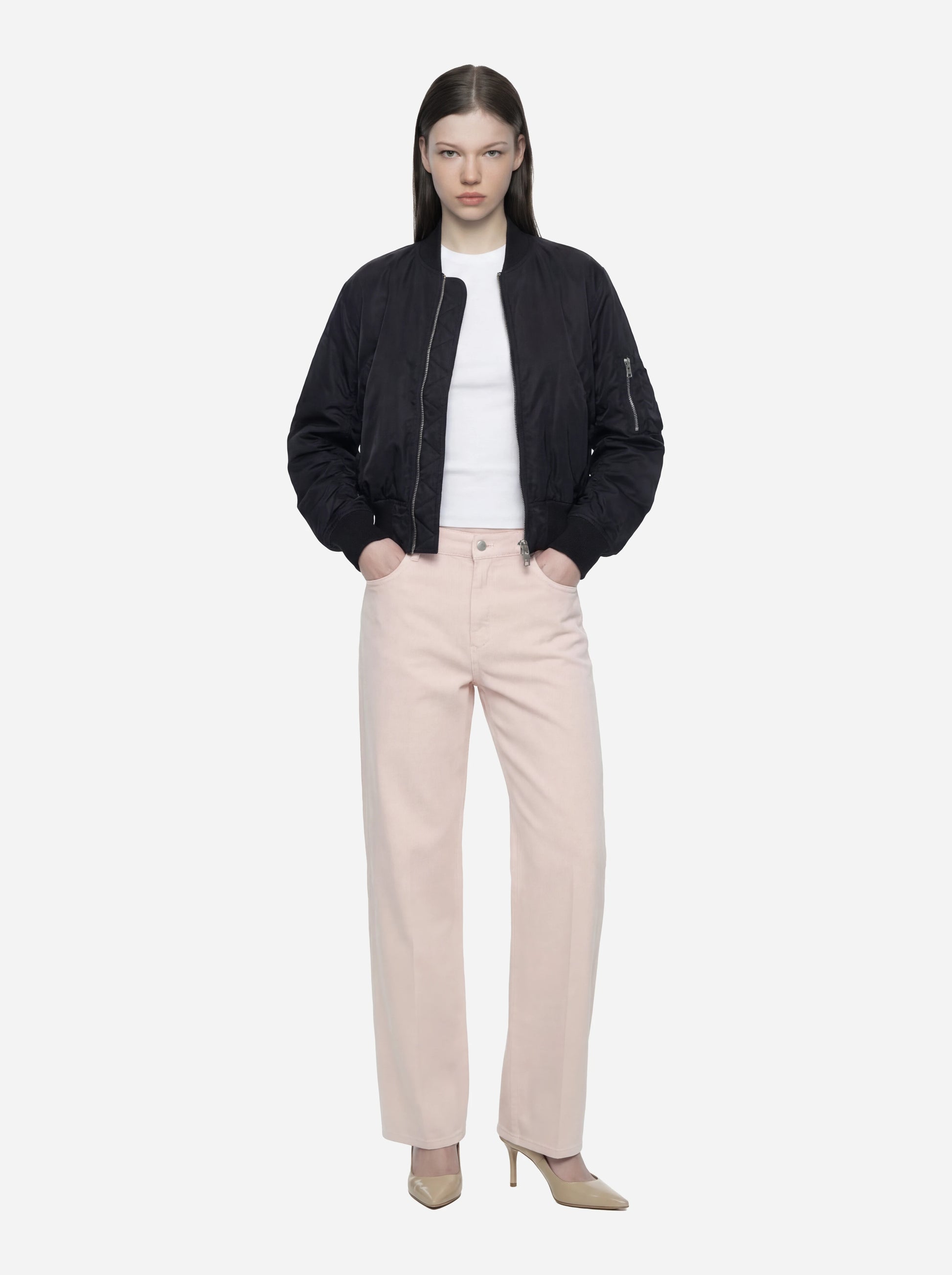 Bomber in nylon nero