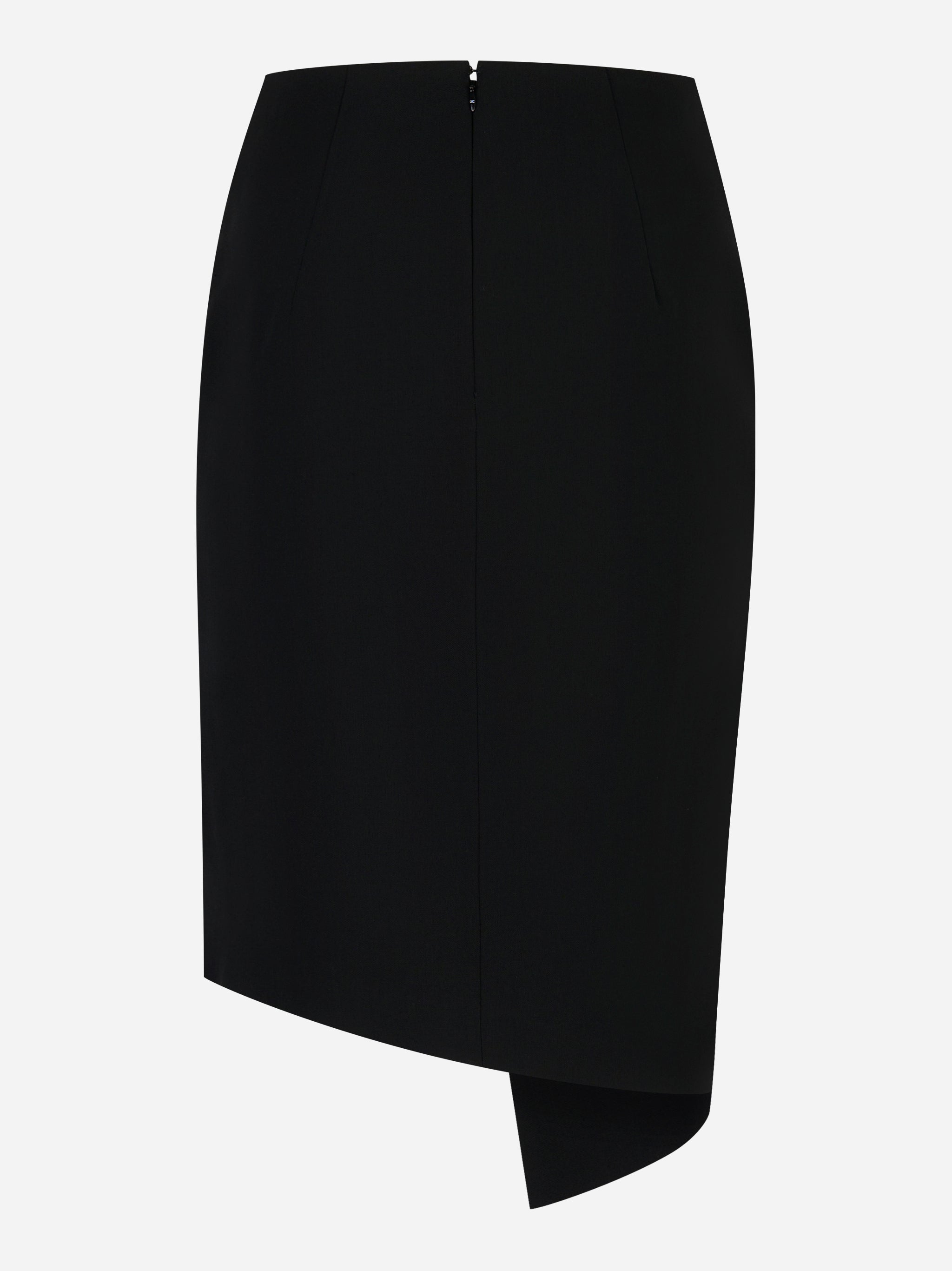 Gonna in crepe nera con taglio asimmetrico Elisabetta Franchi - retro