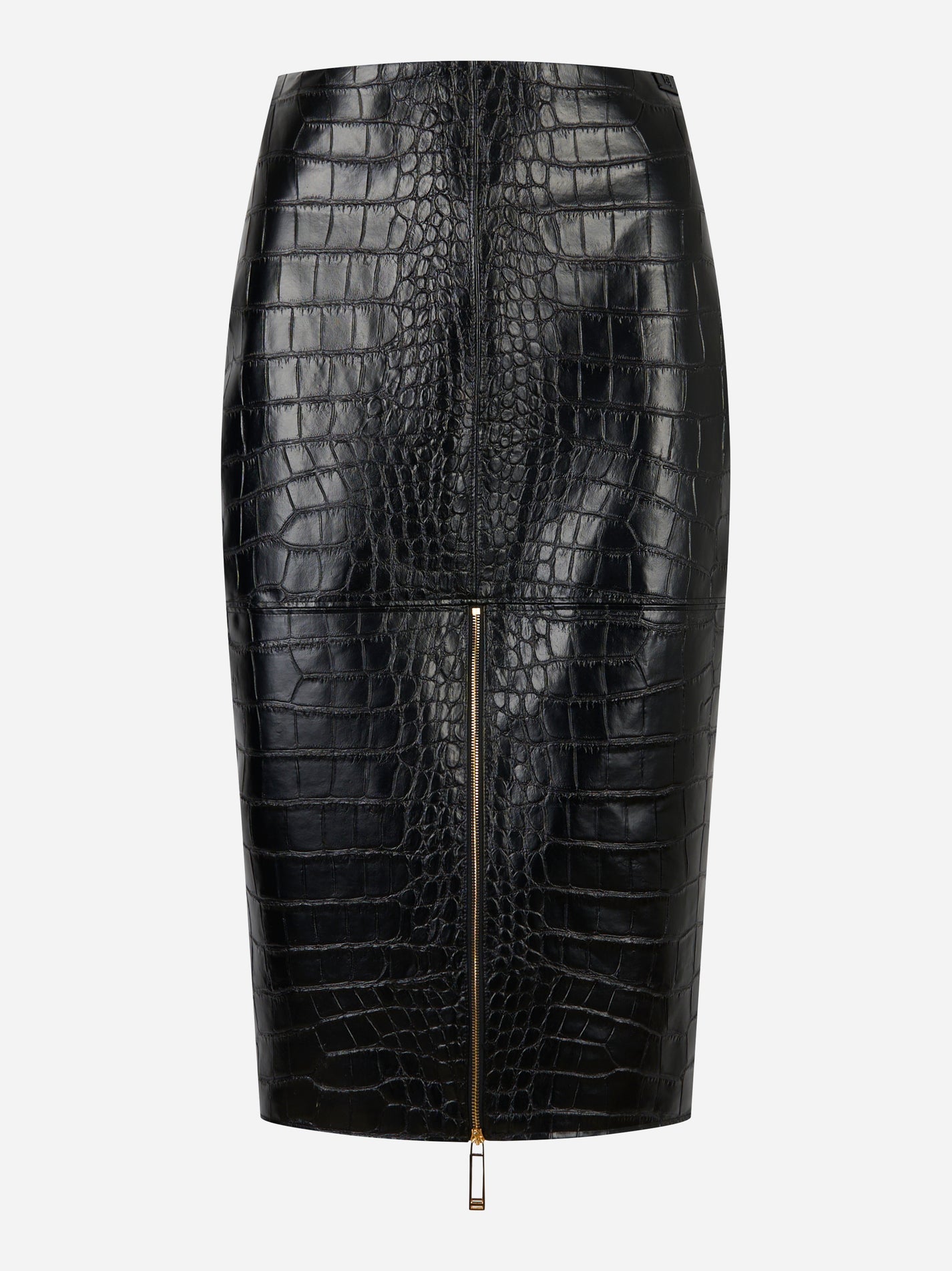 Gonna tubino nera in eco-pelle stampa cocco con zip frontale Elisabetta Franchi