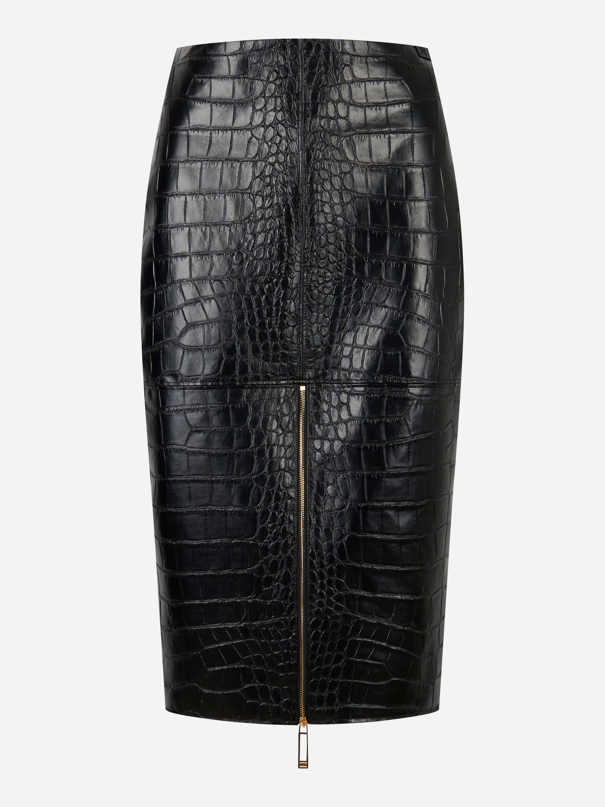 Gonna tubino nera in eco-pelle stampa cocco con zip frontale Elisabetta Franchi