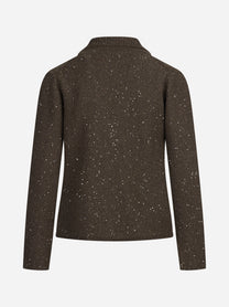 Giacca in maglia con filato luminoso marrone - vista posteriore