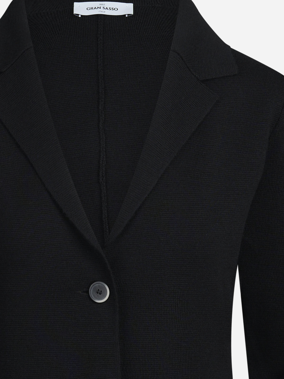 Giacca in maglia di lana vergine nero - dettaglio del prodotto