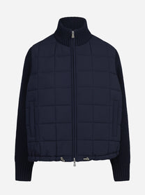 Giacca imbottita con inserti in lana blu - vista frontale