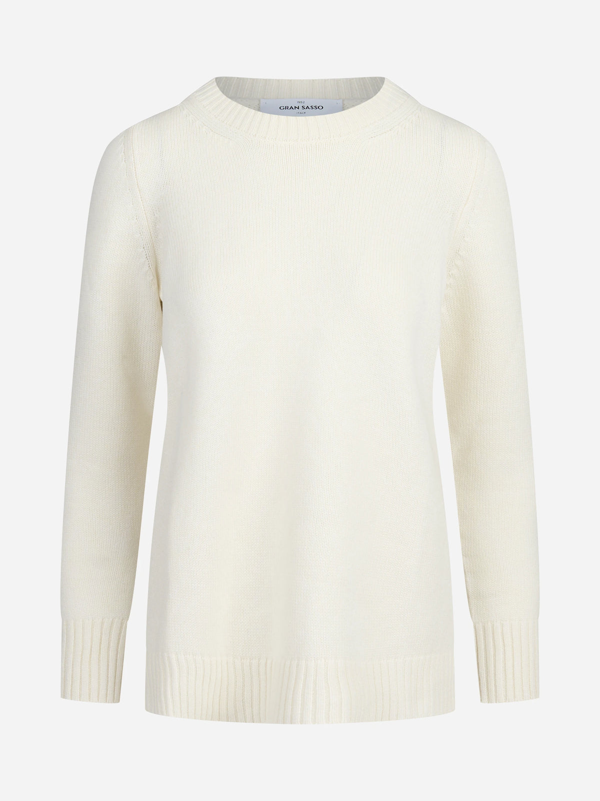 Maglia girocollo in lana e cashmere bianco - vista frontale