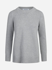 Maglia girocollo in lana e cashmere grigio - vista frontale