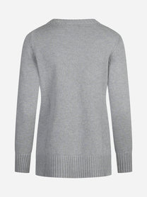 Maglia girocollo in lana e cashmere grigio - vista posteriore